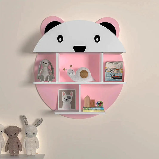 Cute Little Panda Shape Wooden Wall Storage Shelf for Kids - Decor Smart