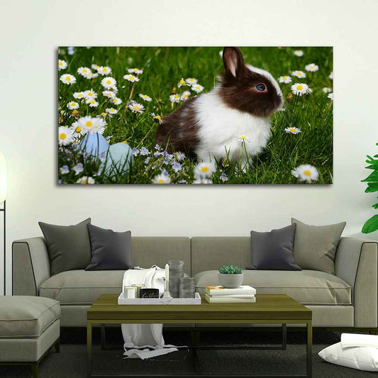 Cute Little White & Brown Bunny Premium Wall Painting - Decor Smart