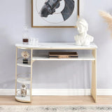 D - End 5 Tier White Marble Golden Console Table - Decor Smart