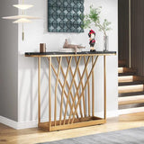D - End Black Marble Gold Designer Base Console Table - Decor Smart