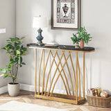 D - End Black Marble Gold Designer Base Console Table - Decor Smart