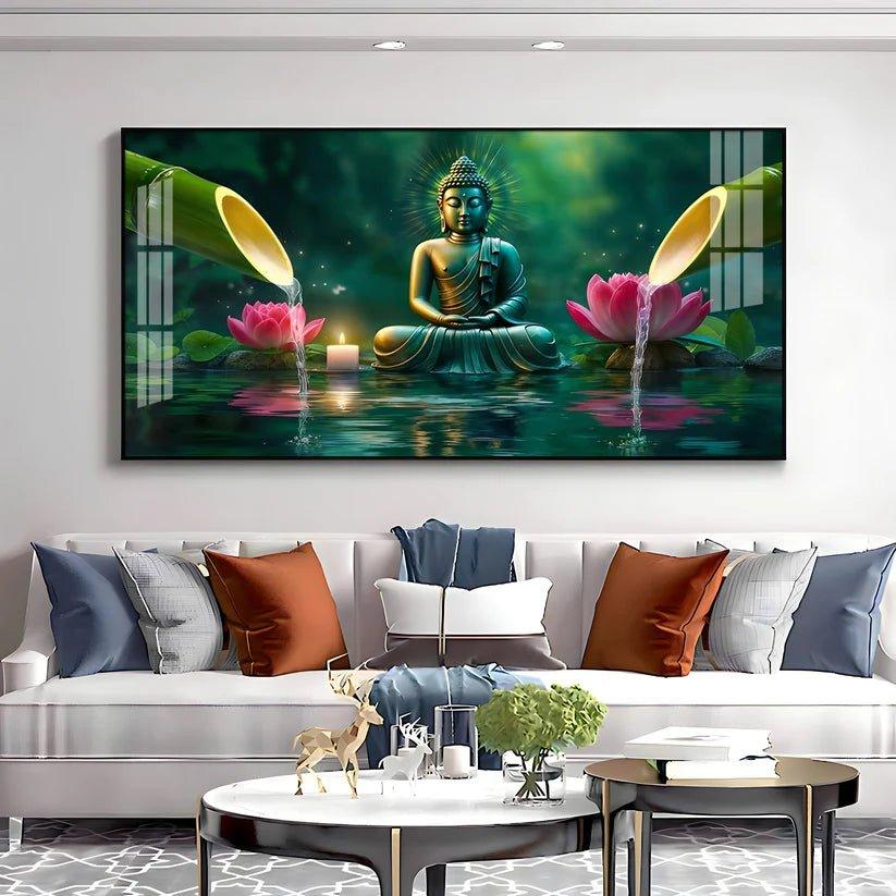 Deep Meditating Buddha Premium Acrylic Floating Wall Painting - Decor Smart