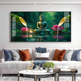 Deep Meditating Buddha Premium Acrylic Floating Wall Painting - Decor Smart