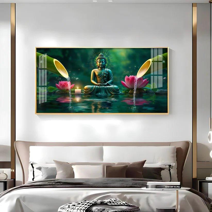 Deep Meditating Buddha Premium Acrylic Floating Wall Painting - Decor Smart