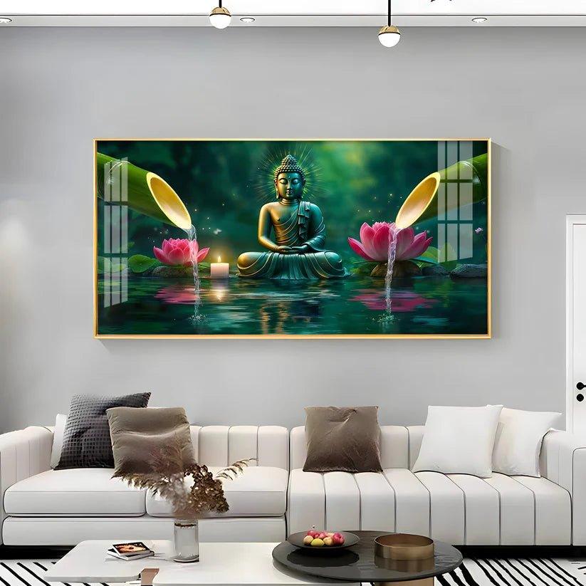 Deep Meditating Buddha Premium Acrylic Floating Wall Painting - Decor Smart
