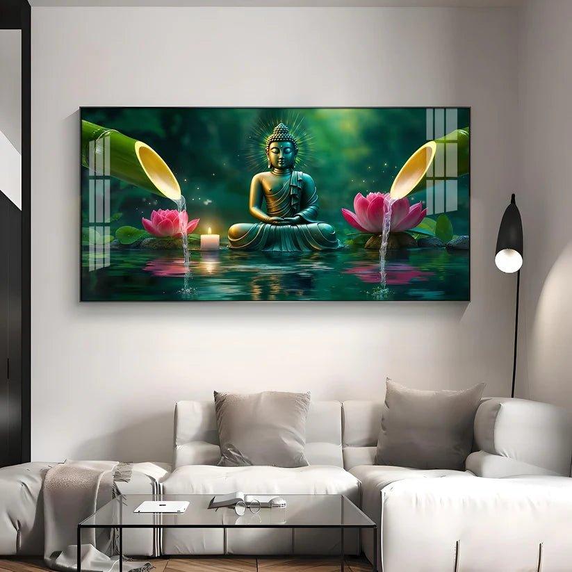 Deep Meditating Buddha Premium Acrylic Floating Wall Painting - Decor Smart