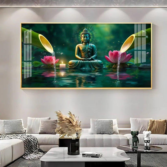 Deep Meditating Buddha Premium Acrylic Floating Wall Painting - Decor Smart
