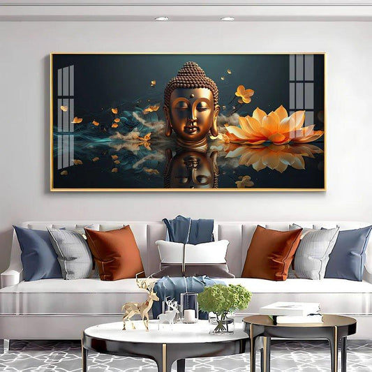 Descent Buddha Premium Acrylic Floating Wall Painting - Decor Smart