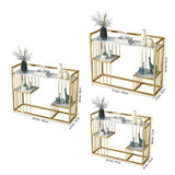 Designer 3 - Tier White Faux Marble Golden Console Table - Decor Smart