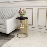 Designer Art Golden Half Caged Coffee Round Side Table - Decor Smart