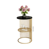 Designer Art Golden Half Caged Coffee Round Side Table - Decor Smart