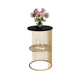 Designer Art Golden Half Caged Coffee Round Side Table - Decor Smart
