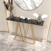 Designer Faux Black Marble V Shape Console Table - Decor Smart