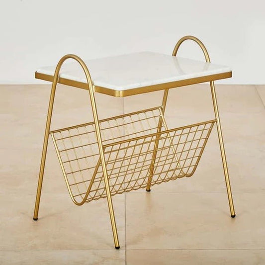 Designer Square Shape White Marble Side Table - Decor Smart