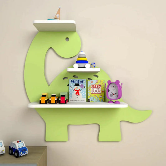 Dinosaur Shaped Wooden Wall Storage Shelf for Kids - Decor Smart