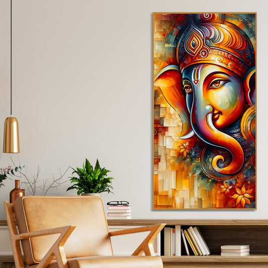 Divine Art of Lord Ganesha Premium Canvas Wall Painting - Decor Smart