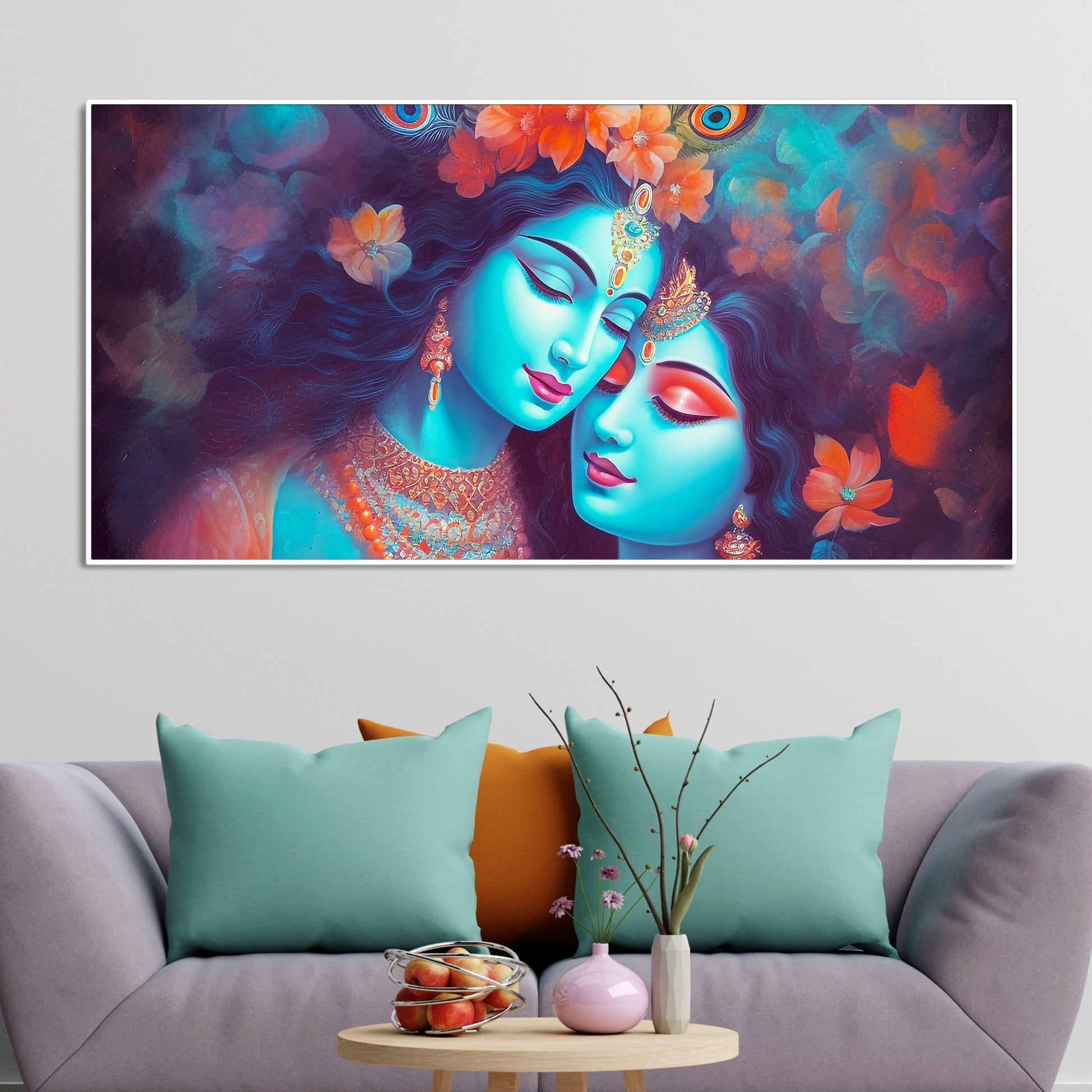 Divine Aura Radha Krishna Canvas Wall Painting - Decor Smart