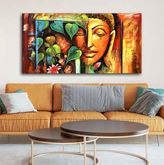Divine Gautama Buddha Face Premium Frame Wall Painting - Decor Smart