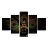 Divine God Buddha With Peacock Feather Wall Painting of Five Pieces - Decor Smart