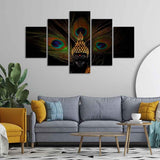 Divine God Buddha With Peacock Feather Wall Painting of Five Pieces - Decor Smart