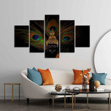 Divine God Buddha With Peacock Feather Wall Painting of Five Pieces - Decor Smart