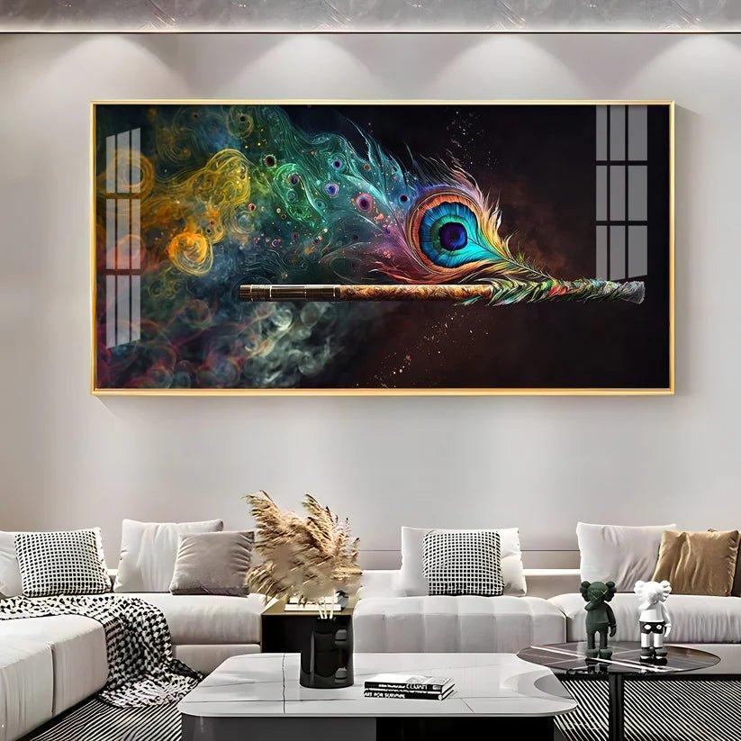 Divine Krishna Flute Premium Acrylic Floating Wall Painting - Decor Smart