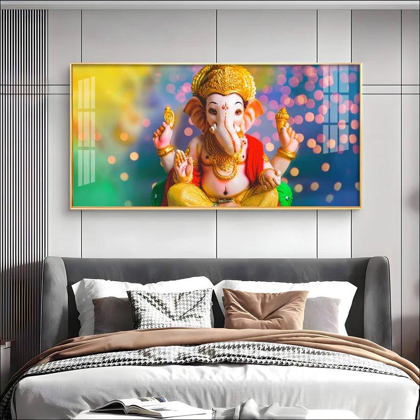 Divine Lord Ganesha Premium Acrylic Floating Wall Painting - Decor Smart