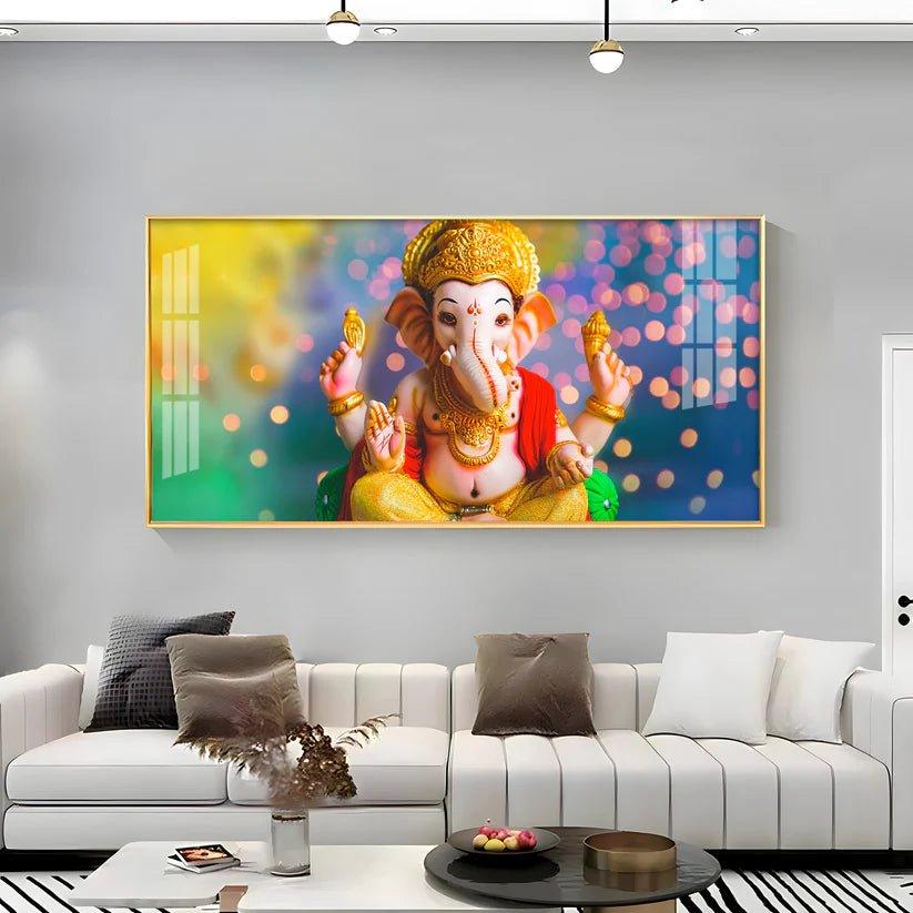 Divine Lord Ganesha Premium Acrylic Floating Wall Painting - Decor Smart