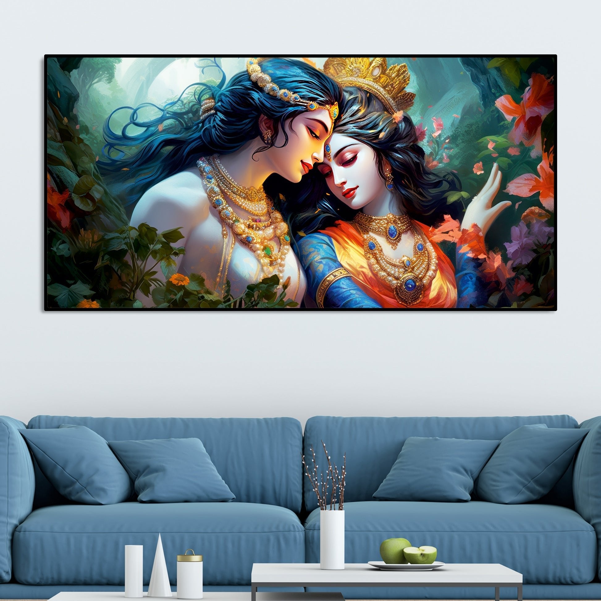 Divine Luster Painting of Radha Krishna Canvas Wall Painting - Decor Smart