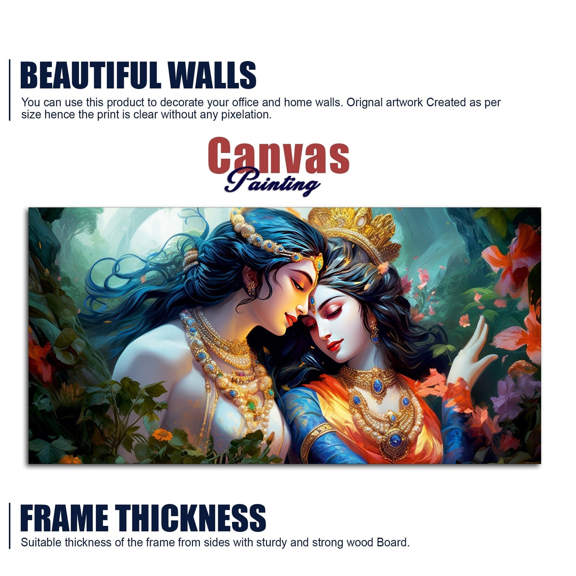 Divine Luster Painting of Radha Krishna Canvas Wall Painting - Decor Smart