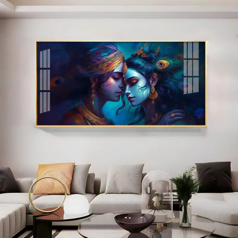 Divine Radha Krishna Premium Acrylic Floating Wall Painting - Decor Smart
