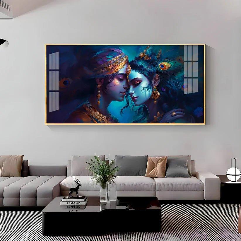 Divine Radha Krishna Premium Acrylic Floating Wall Painting - Decor Smart