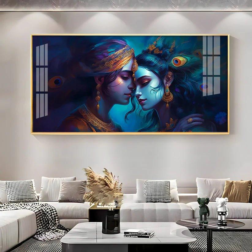Divine Radha Krishna Premium Acrylic Floating Wall Painting - Decor Smart