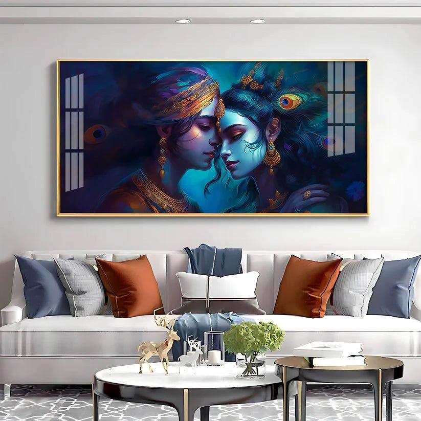 Divine Radha Krishna Premium Acrylic Floating Wall Painting - Decor Smart