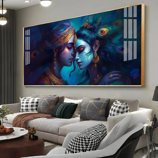 Divine Radha Krishna Premium Acrylic Floating Wall Painting - Decor Smart