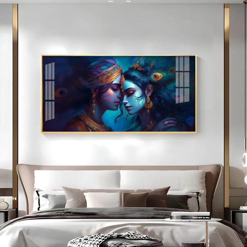 Divine Radha Krishna Premium Acrylic Floating Wall Painting - Decor Smart