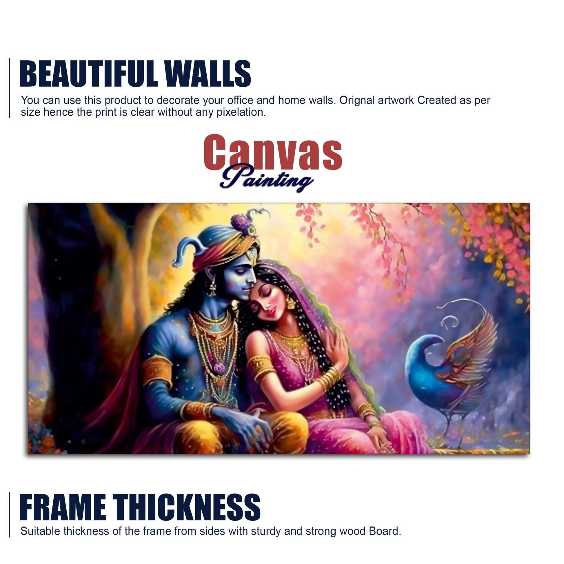 Divine Radha with Krishna Beautiful Canvas Wall Painting - Decor Smart