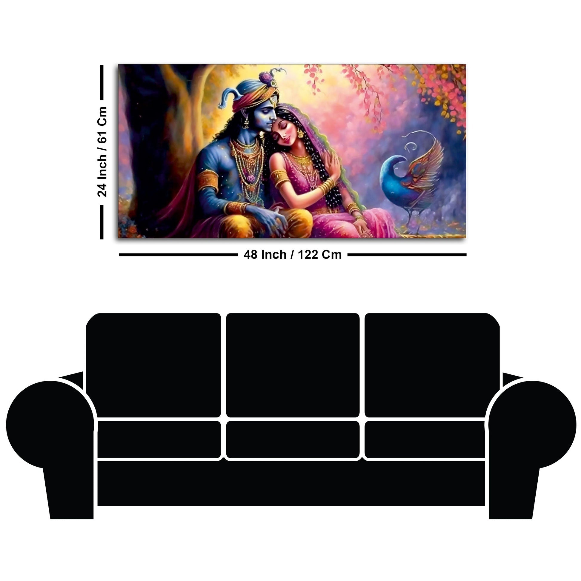 Divine Radha with Krishna Beautiful Canvas Wall Painting - Decor Smart