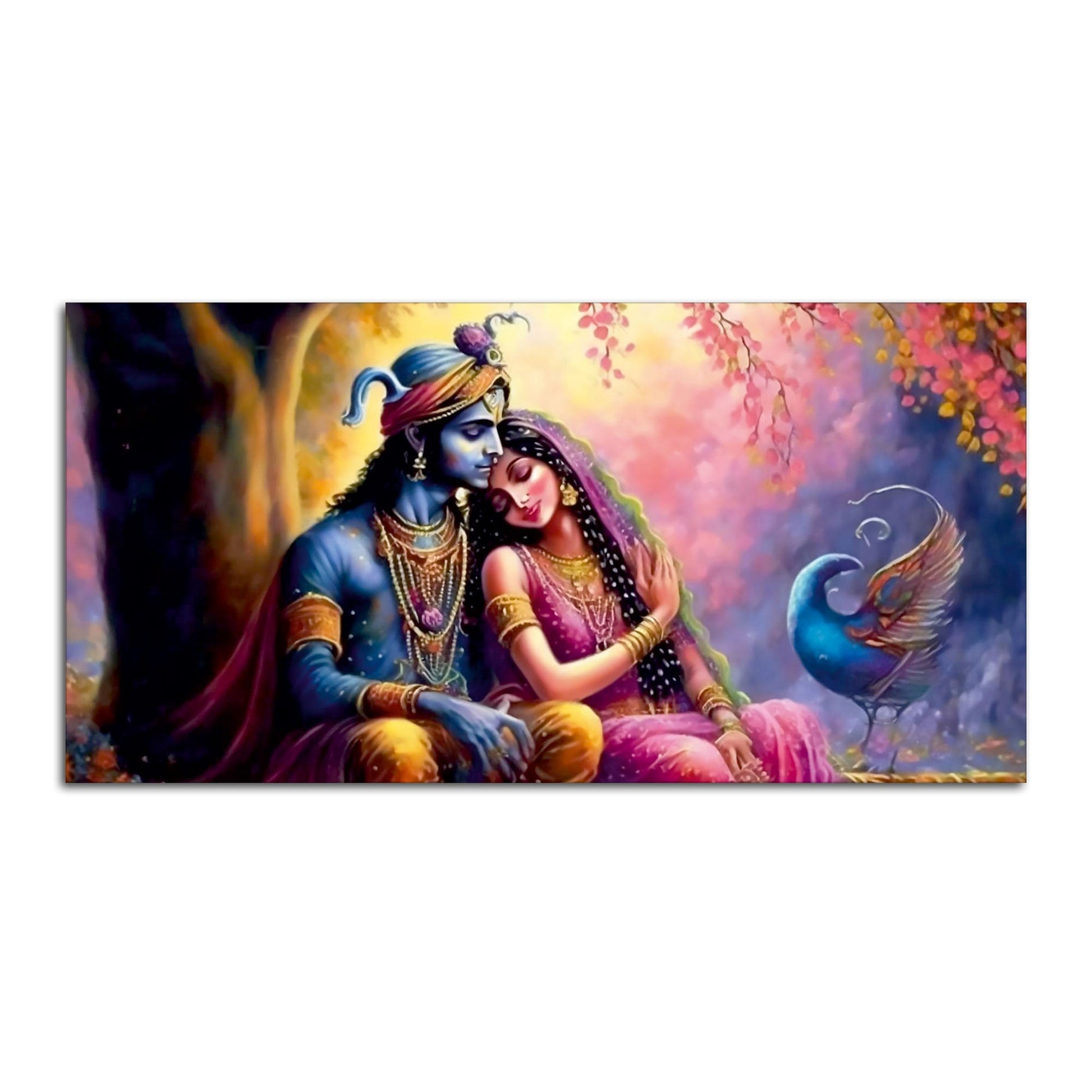 Divine Radha with Krishna Beautiful Canvas Wall Painting - Decor Smart