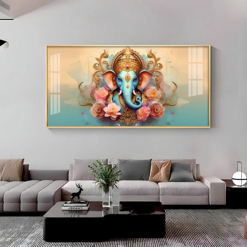 Divine Shree Ganesha Premium Acrylic Floating Wall Painting - Decor Smart