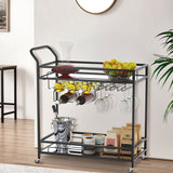 Eleanora Mirored Stainless Steel Bar Serving Cart In Gold Finish - Decor Smart