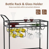 Eleanora Mirored Stainless Steel Bar Serving Cart In Gold Finish - Decor Smart