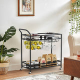 Eleanora Mirored Stainless Steel Bar Serving Cart In Gold Finish - Decor Smart