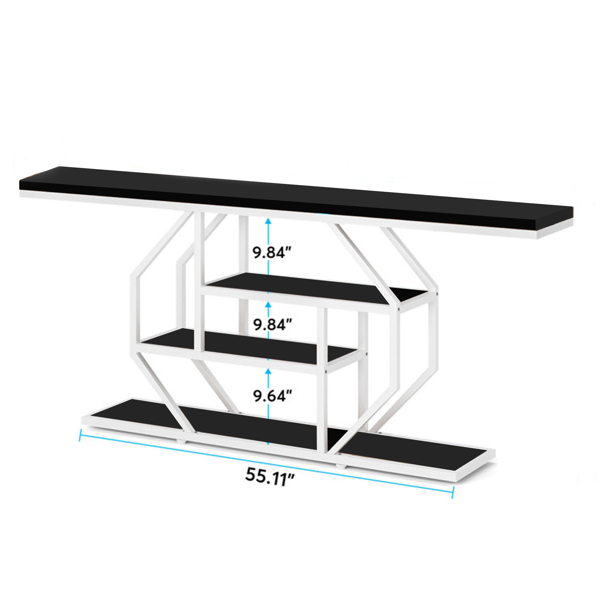 Elegant Look Black White Four Tier Console Table - Decor Smart