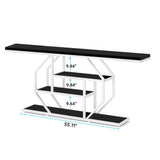 Elegant Look Black White Four Tier Console Table - Decor Smart
