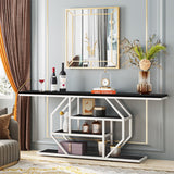 Elegant Look Black White Four Tier Console Table - Decor Smart