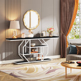 Elegant Look Black White Four Tier Console Table - Decor Smart