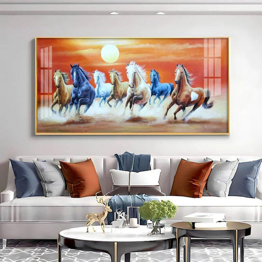 Energetic Horses Premium Acrylic Floating Wall Painting - Decor Smart