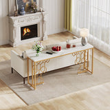 Exquisite Geometric White Faux Marble Robust And Enduring Frame Console Table - Decor Smart