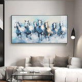 Fairytale Seven Horses Premium Acrylic Floating Wall Painting - Decor Smart